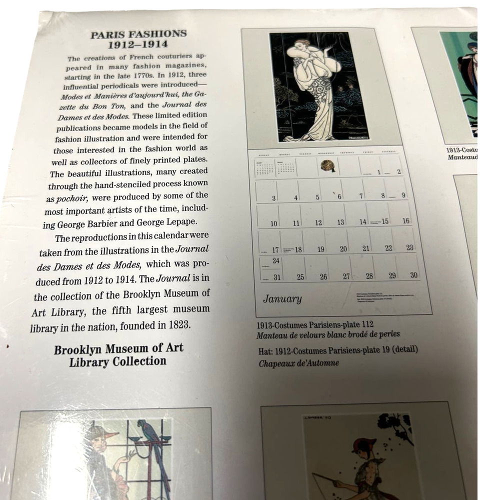 Vintage Paris Fashions 1999 Calendar 1912-1914 Fashion Brooklyn Museum of Art - Picture 5 of 9
